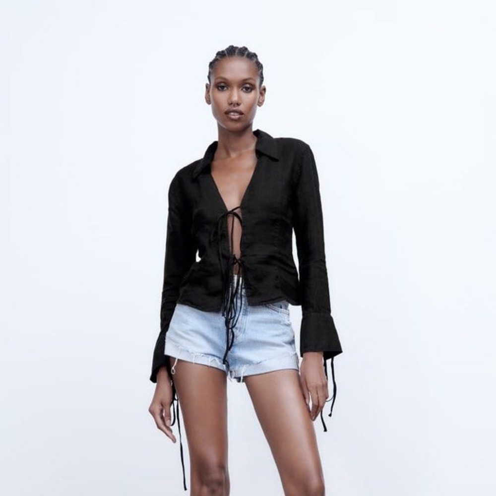 Zara linen tie top